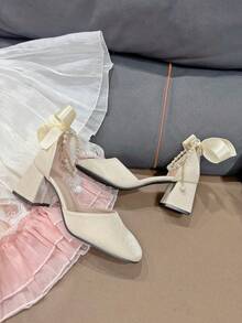 Décolleté con punta quadrata e tacco medio, comodi e versatili per adolescenti, adatti per tutte le stagioni, per uso quotidiano e per andare al lavoro - Albicocca - Visualizzare 9