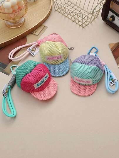 Women's Hat-Shaped Coin Purse With Keychain - Anti-Lost Chain, Chain Closure, Compact Wallet, Assorted Soft Colors (Pink, Blue, Green, Purple, Yellow) - Suitable For Casual And Formal Occasions - Adorable Accessory, Gift For Ladies, Mini Wallet, Fashionable Keychain, Durable Zipper, Must-Have For Fashionistas, Stylish Keychain, Lightweight And Portable, Ideal Choice For Fashionable Women