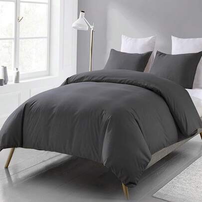 Bettwäsche 135 x 200 cm 4-teilig Bettbezug - Mikrofaser Bettwäsche Set anthrazit Bettbezug 135 x 200 cm Set mit 2 Kissenbezügen 80 x 80 cm, Bettbezug grau, bügelfrei und weich