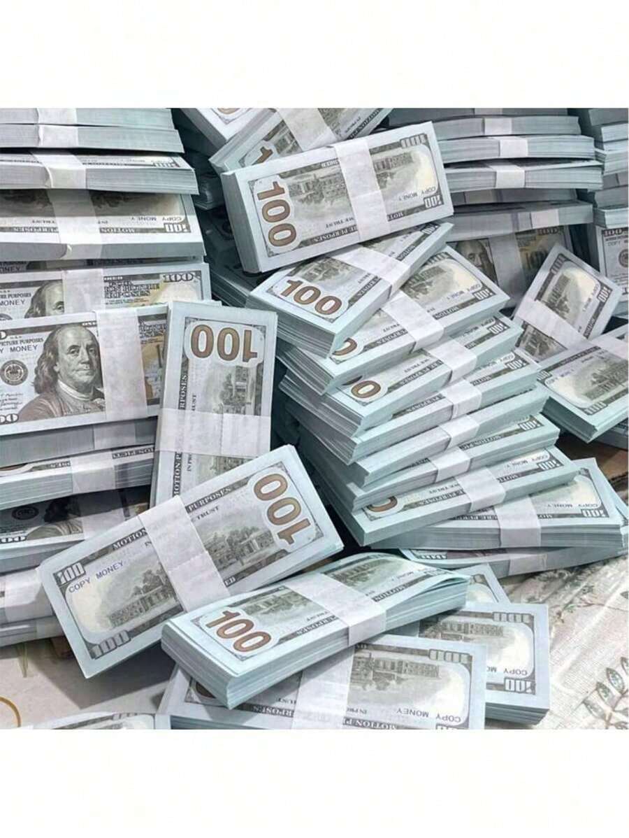 300pc Prop Coins, Realistic $100 Replicas, Suitable For Movie And Video Shooting, Board Games, Magic, Birthday And Wedding Party Decoration Atmosphere, Party Game Event Props, Halloween, Christmas, Thanksgiving Ideal Gifts - Beige - View 1