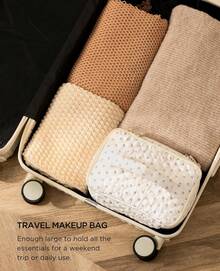 2 piezas, bolsa de maquillaje acolchada de algodón, bolsa de maquillaje para mujeres y - 2 flores - Ver 4