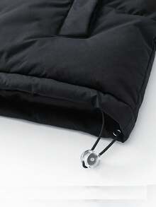 Men's Cotton Padded Vest, Stand Collar, Warm Padded Coat, Sleeveless Cotton Coat For Men - Black - View 4