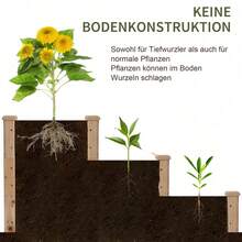 Faumrta Outsunny Hochbeet 3-stufiges Pflanzenbeet Kräuterbeet Blumentreppe für Balkon & Garten aus Natur Tannenholz 124x124x56 cm - Standard - Übersicht 5