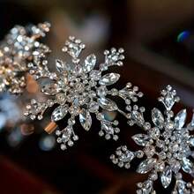1pc Snow Princess Style Headband Crown, Cute & Elegant Crown Hair Accessory For Birthday Party, Performance,Wedding Hair Accessories - Silver - View 5