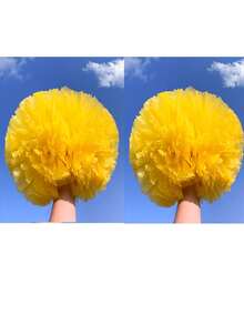 2 piezas de pompones de alta densidad mate de extra grande, pelotas de pompones de porristas con mango de doble cabeza, pompones de porristas de baloncesto, pompones de unicolor reutilizables y de retazos, accesorios de baile y actuación a gran escala para competiciones deportivas, adecuados para competiciones profesionales de porristas con pompones de doble cabeza - Multicolor - Ver 28