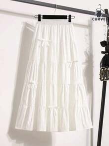 Women's Plus Skirt Sweet Bowknot High Waisted Retro Loose Elegant Fashion A-Line Skirt For Women