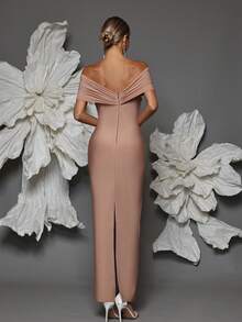 Vestido ajustado con hombros descubiertos y vendaje, hecho a mano con cuentas, sexy y ajustado, con abertura, adecuado para reuniones familiares, fiestas, banquetes y cócteles