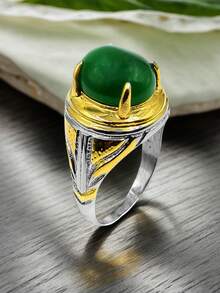 1 pieza Anillo vintage de acero inoxidable con piedra natural, anillo apilable para nudillos/medio dedo para mujeres/niñas, adecuado para uso diario, regalo para amante, amigo, familia, hermana, cumpleaños, graduación, fiesta, vacaciones