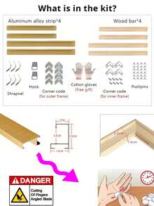 SURELIFE 1set Modern Gold Canvas Frame DIY Metal Oil Painting Frame Wall Frame Photo Frames Canvas Print Wall Art Frames Wall Posters Frame (Not With Galss)