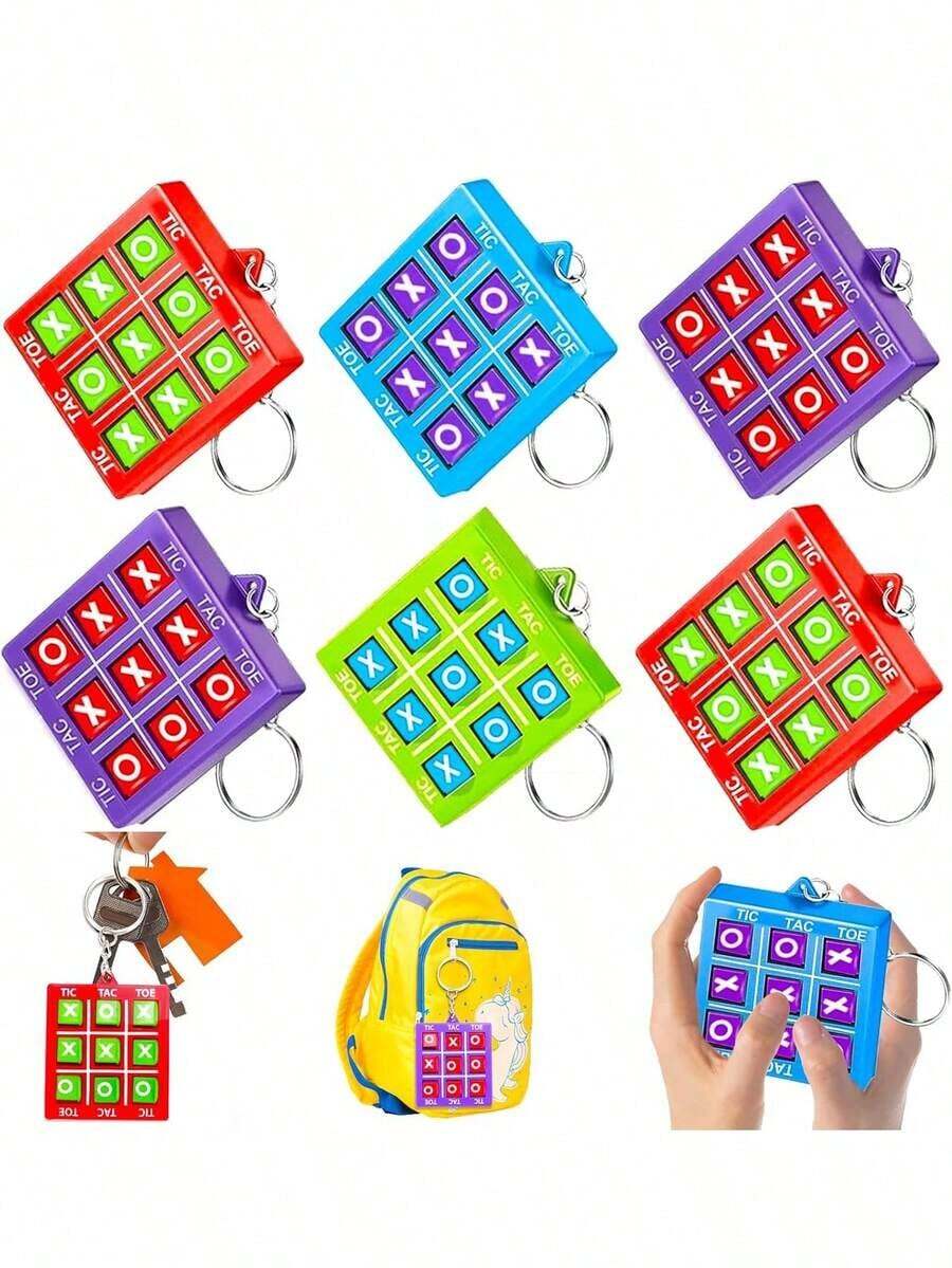 4pcs-Tic-Tac-Toe Keychain Shower Party Favor Keychain Birthday Party Favor Goodie Bag Filler Kids' Box Prize Party Filler Party Games (Favorite Boys And Girls) - 彩色 - 查看 1