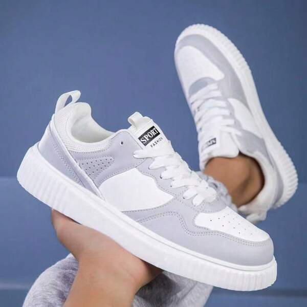 أحذية كاجوال يونيسكس، المقاس 36-45، أحذية رياضية مريحة ذات سُوَل ناعمة وسهلة الربط، خفيفة الوزن ذات رقبة منخفضة للاستخدام اليومي، أحذية تزلج بتصميم ألوان متباينة وأصابع مستديرة وربط، أحذية كاجوال للرجال، أحذية رياضية بطانة من الفليس الأبيض النقي للرجال والنساء