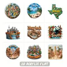 Moroccan Fridge Magnets - Marrakech City Landscape With Jemaa El-Fnaa Square And Bahia Palace - Beige, Gold, Brown Travel Decor - Refrigerator, Table, Door Decoration - Compatible With Other Magnets - Moroccan Architecture Model - Ideal Gift For Morocco Lovers, Valentine's Day, Anniversary, Christmas - Marrakech Souvenir - Kitchen And Dining Room Decor - Compatible With Boards And Refrigerators, 2D Flat - Multicolor - View 1