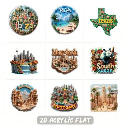 مغناطيس ثلاجة مغربي - منظر مدينة مراكش مع ساحة جامع الفناء والقصر البهيا - لون بيج وذهبي وبني ديكور سفر - ديكور الثلاجة والطاولة والباب - متوافق مع مغناطيسات أخرى - نموذج العمارة المغربية - هدية مثالية لعشاق المغرب ، عيد الحب ، الذكرى ، عيد الميلاد - تذكار مراكش - ديكور المطبخ وغرفة الطعام - متوافق مع اللوحات والثلاجات ، مسطح 2D