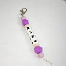 1 pieza Llavero personalizado de bola de silicona redonda, letras inglesas personalizadas, llavero con nombre, accesorios para bolsos, regalos para familiares y amigos, accesorios de vestir, elegante otoño, novio, novia, familia, amigos, baratijas - llavero de cuentas de madera - Ver 60