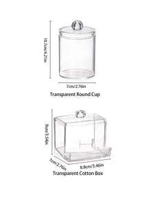 Caja de almacenamiento transparente para el baño, 4 paquetes de cajas de almacenamiento para el baño con tapa, soporte cuadrado pequeño para hisopos, diseño apilable, perfecto para almacenar hilo dental, sales de baño, bolas, etc.