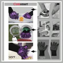 - Guantes de barbacoa, 1472 grados F resistentes al calor, guantes de silicona antideslizantes para horno, guantes largos de cocina para barbacoa, cocina, hornear, cortar - Púrpura + Largo - Ver 6