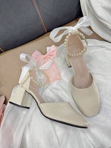 Décolleté con punta quadrata e tacco medio, comodi e versatili per adolescenti, adatti per tutte le stagioni, per uso quotidiano e per andare al lavoro - Albicocca - Visualizzare 13