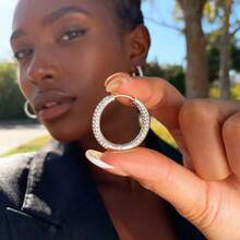 Luxuriöse, elegante, übertriebene, glänzende Creolen mit kubischem Zirkonia, geeignet für den täglichen Gebrauch von Frauen, Partys und Veranstaltungen, Geschenk für Herbst/Winter, Weihnachten, Valentinstag