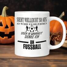 1 German (Football) Theme Mug With German Text And Phrases - 11oz Funny Spoof Gift For Fans, German Language Enthusiasts, Supporters - Hand Wash Only Coffee Mug, 2D Flat Surface - White - View 4