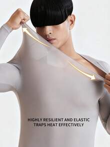 Men's Ultra-Thin Thermal Underwear Set, Seamless Self-Heating Skin-Friendly Undershirt, Autumn/Winter, Hyaluronic Acid Warm Suit, Men's Ultra-Thin Base Layer Thermal Underwear