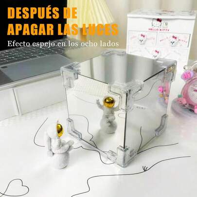 DIY Lámpara de Noche Creativa Cubo Tulipán - 12x12cm, Lámpara Tulipán con Espejo, Decoración Romántica de Mesa, Decoración de Boda, Salón, Dormitorio, Regalo para Novia, Familia, Fiesta de Amigos