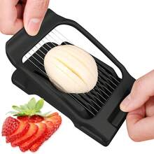 Egg Slicer For Hard Boiled Eggs Egg Cutter Strawberry Slicer Heavy Duty Aluminium Tomato Slicer Stainless Steel Wire Multipurpose Egg Slicer Dicer For Soft Fruit Mushroom Home Use - 黑色 - 查看 7