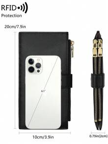 MIYIN 时尚简约拉链钱包多功能卡包 PU 皮革硬币纯色女士钱包 RFID 屏蔽双折多卡包钱包大容量手机钱包带双拉链口袋和多个卡槽 ID 窗口适合日常抢劫女士钱包钱包钱包长钱包 - 彩色 - 查看 11