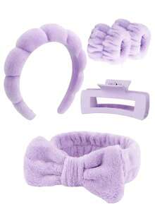Bộ 6 món băng đô và băng đeo cổ tay SPA siêu mềm cao cấp, băng đô rửa mặt, băng đô trang điểm, băng đô chăm sóc da, băng đô mút xốp mềm mại, khăn bông thấm hút tốt, thích hợp cho chăm sóc da, tẩy trang, tắm, dành cho phụ nữ. - Nhiều màu - Xem 19