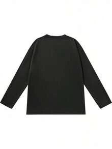 Men'S Round Neck Printed Long-Sleeved T-Shirt, Men's Psalm 91 Graphic Print Long Sleeve T-Shirt - Cotton Crewneck Religious Bible Verse Apparel With "God Is My Refuge And Shield" Inspirational Design, Comfortable Casual Christian Faith-Based Tee For Daily Wear(280 Gsm) - 黑色 - 查看 2