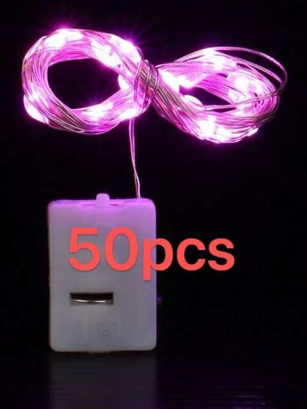 Cadena Alambre de Cobre Pilas Luces LED 50 piezas Iluminación Decorativa Flexible Adorno Ambientes Fiesta Navidad Eventos  Luz 2 Metros Decorativa Luz Hada En Tira Rosado 20 luzces