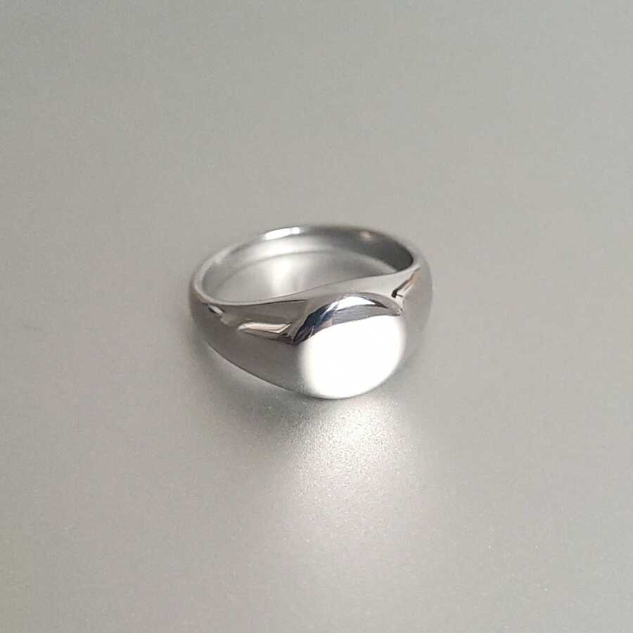 Men's Minimalist Small Round Silver Ring In 316L Stainless Steel - Bạc - Xem 1