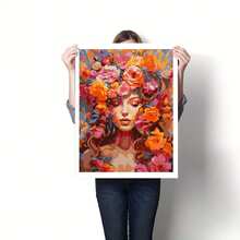 1pc DIY Digital Oil Painting Acrylic Paint Kit, 40*50cm With Paints And Brushes, Suitable For Stress Relief, Number Painting, Handmade Floral Embrace Design, Room Decor Wall Art, Mural, Beginner Painting, Ideal Gift For Friends (Frameless) - Multicolor - View 3