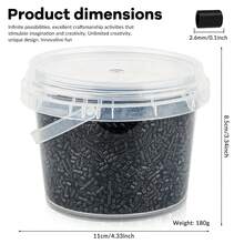 Kit de mărgele negre termofuzibile de 18000 buc + 2,6 mm cu găleată transparentă din plastic, pandantiv DIY, bijuterii, placă perforată, manual de referință pentru diverse modele, breloc cu 5 buc, șnururi în culori mixte, accesorii cu ciucuri, set cadou pentru petreceri