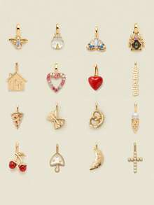 1PC Mushroom Cross Pentagram Pendant Necklace Women's Retro Style Accessory Star Plated In Genuine Gold For Color Preservation - Multicolor - View 1