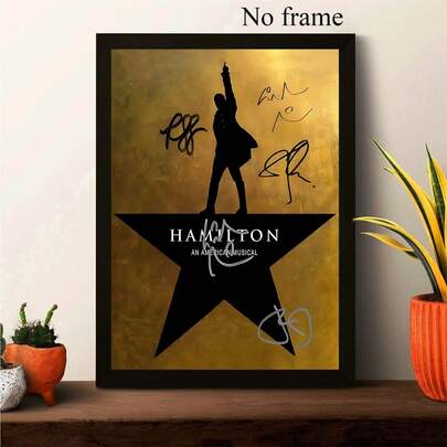 ハミルトン ミュージカル キャンバスウォールアート - フレームレスポスター、サイン入りキャストプリント ベッドルームの装飾に
