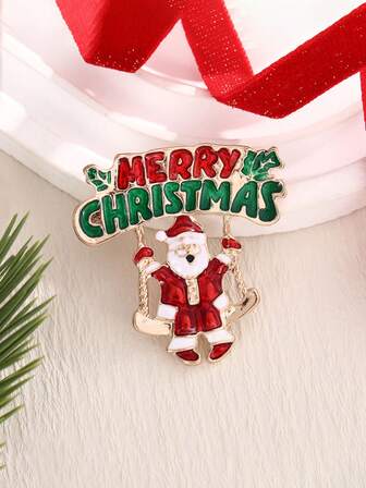 1pc Christmas Brooch, Cute & Exquisite Brooch Pin, Santa Claus, Christmas Tree, Christmas Bell, High-End Vintage Clothing Accessory Lapel Pin