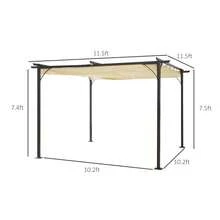 Retractable Awning Cover Modern Archway Sun Shade Steel Pergola - Beige - View 2