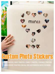 Customized Heart-Shaped Photo Stickers, Photo Sticker Customization, Couple, Pet, Landscape And Various Photo Customized Stickers - White - View 8