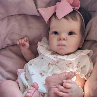 18-tums reborn nyfödd docka, mjuk och realistisk nyfödd, verklighetstrogna vener, handrotat hår, rolig födelsedags-/julpresent (slumpmässig vinyl-/tygkropp)