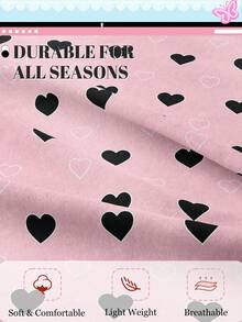 1 buc. Cearșaf cu elastic, lenjerie de pat, cearșafuri cu elastic, protecție pentru saltea, husă de pat, cearșaf de pat, decorațiune pentru casă, textil confortabil pentru casă, protecție pentru saltea respirabilă și anti-scărpaturi, moale și prietenoasă cu pielea, lenjerie de pat moale și confortabilă pentru dormitor, husă de saltea la modă, perna și fața de pernă nu sunt incluse, cearșaf cu elastic cu model de inimă roz și negru, Oeko-Tex