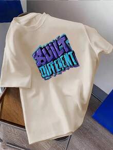 Camiseta de Estilo Graffiti Motivacional para Niños "Construido Diferente" - Naranja Vibrante con Letras Azules/Moradas, Camiseta de Verano de Manga Corta con Cuello Redondo Casual para Adolescentes, Gimnasio y Atuendo Casual, Lavable a Máquina, Declaración de Moda Juvenil, Estampado de Graffiti, Ajuste Regular, Tela Cómoda y Transpirable para Ropa Casual de Niños, Ideal para Atuendos de Verano, Diseño Audaz con Letras de Graffiti - Blanco - Ver 10