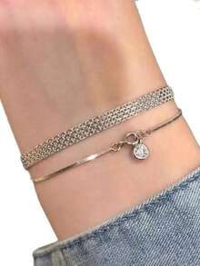 1pc Luxury Rhinestone Vintage Palace Style Strap Bracelet, Retro Minimalist Niche Design Satin Bracelet