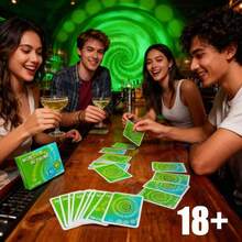 Adult Fun Drinking Game Card, Portable Party Not Drunk Card, Fantasy Green Spiral Design 110 Paper Accessories Suitable For Social Gathering Bars, Game Night Suitable For Over 18 Years Old - 1 - View 2