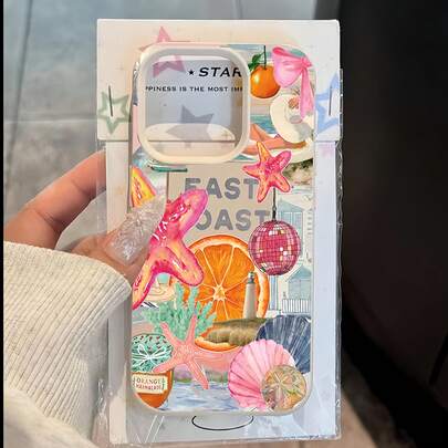 Ốp lưng điện thoại TPU mờ thời trang phong cách nghỉ dưỡng, họa tiết sao biển và trái cây, chống rơi vỡ, tương thích với iPhone 17, 16, 15, 14, 13, 12, 11 Pro Max và Galaxy A55/54/53/52/51, S25/24/23/22/21, quà tặng mùa xuân cho các bữa tiệc.