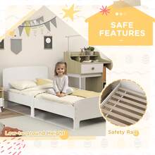 QABA Toddler Bed, Kids Bed Frame For Girls And Boys, Kids Bedroom Furniture For Ages 3-12 Years, White - 白色 - 查看 3