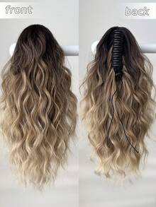 16-Inch Short Wavy Synthetic Ponytail Hair Extension, Heat Resistant Fiber, Suitable For Girls, Women, Party And Daily Use - Ombre - View 8