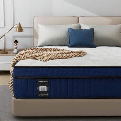 12 Inch Hybrid Mattress Medium Soft Support, Pressure & Pain Relief For All Sleepers, CertiPUR-US Certified,Reinforced Edge Support, Motion Isolation, Bed In A Box