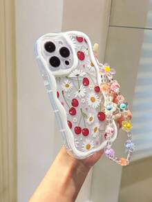 Cream Texture Transparent White Cherry Painted Anti-Drop Cartoon Phone Case Compatible With IPhone 14, 14 Pro, 14 Pro Max, 13, 13 Pro, 13 Pro Max, 11, 11 Pro Max, 12, 12 Pro, 12 Pro Max, XR, XS, 15, 15 Pro, 15 Pro Max, 16, 16 Pro, 16 Pro Max, 17, 17 Pro, 17 Air, 17 Pro Max, Galaxy S24, A04, A12, A13, A14, A23, A24, A32, A33, A51, A52, A53, A54, A72, Redmi 9, Redmi 9A