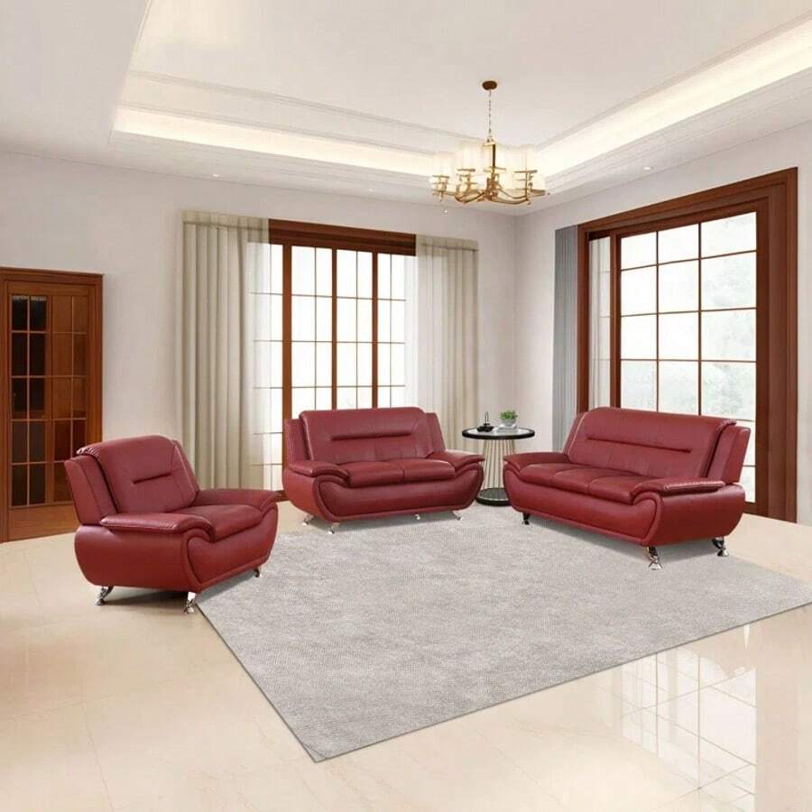 Leather Living Room Furniture Sets, Sectional Sofa Sets Modern Faux Leather Couch For Living Room Furniture Living Room Living Room Set Sectional Couch, White-1pc Sofa - Ghế sofa màu trắng - 1 chiếc - Xem 1