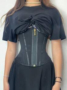 1pc Waist Trainer Belt With Zipper Girdle High Compression Body Shaper Waistband For Women Underbust Corset Latex Waist Cincher - 彩色 - 查看 4